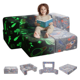 Canapé Enfant Convertible Ludique VEVOR - 4 Pièces en Tissu Phosphorescent