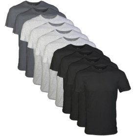 Lot de 10 T-Shirts à Col Rond Gildan pour Homme - Noir/Gris Sport/Anthracite, Taille XL