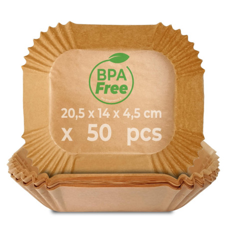 Moules Rectangulaires en Papier Cuisson pour Friteuse sans Huile - 50 Pièces