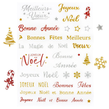 Autocollants de Noël GEBETTER - 225 Pcs Flocons, Sapins et Étoiles