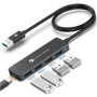 NOVOO Hub USB 3.0 4-en-1 Ultra Fin avec Câble 1.5m - Transfert Rapide 5Gbps