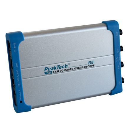 Oscilloscope PeakTech 1331 pour PC - 4 Canaux, 100 MHz, USB et LAN