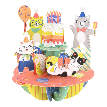 Carte de vœux pop-up 3D Santoro - Chats d'anniversaire