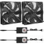 Lot de 2 ventilateurs silencieux 120 mm avec contrôle de vitesse pour PC et appareils électroniques