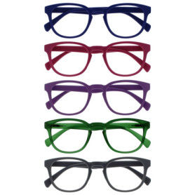 Pack de 5 Lunettes de Lecture Rétro Rondes - Bleu, Rose, Violet, Vert, Gris