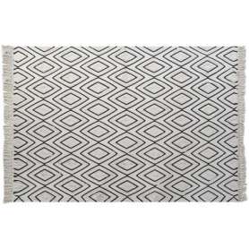 Tapis Boho Noir et Blanc 160x250 cm en Polyester et Coton