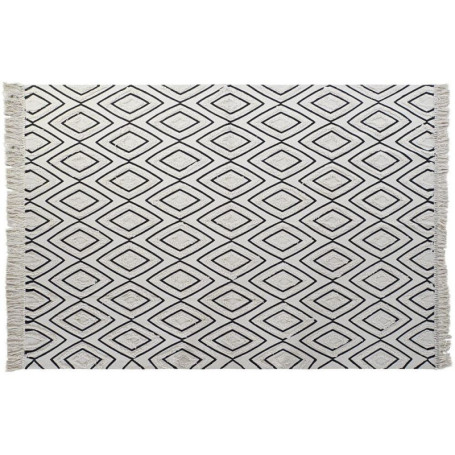 Tapis Boho Noir et Blanc 160x250 cm en Polyester et Coton