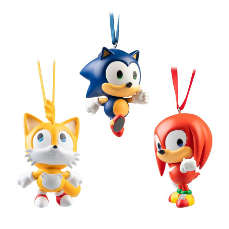Lot de 3 Décorations de Noël Sonic, Tails et Knuckles en Résine