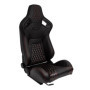Siège Sport AutoStyle 'AK' en Simili Cuir Noir avec Surpiqûres Rouges - Dossier Réglable