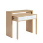 Bureau Extensible Studio Blanc et Chêne - 98.5 cm avec 2 Tiroirs