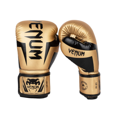 Gants de Boxe Venum Elite Or/Noir - 12 Oz pour Adultes