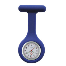 Montre Gousset Infirmière en Silicone Bleu Marine avec Aiguilles Phosphorescentes
