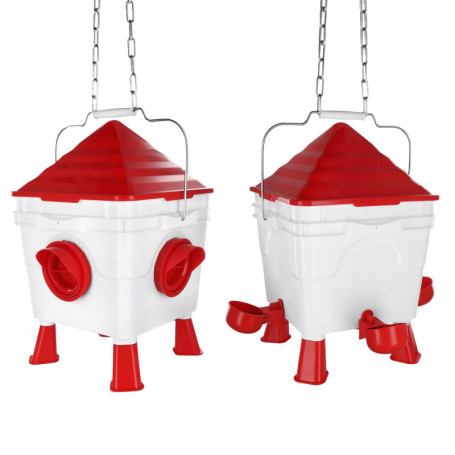 Mangeoire et Abreuvoir Automatique pour Poules QWORK - 6Kg/8,5L avec Pieds Amovibles