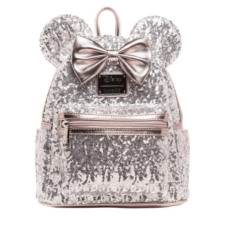 Mini sac à dos à paillettes Minnie Mouse Loungefly - Rose et Argent
