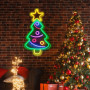 Panneau Lumineux LED Néon Sapin de Noël - Décoration Murale Multicolore 40 cm