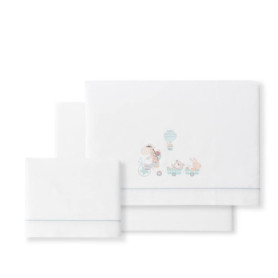 Parure de lit en coton pour poussette - Girafe Veló blanc et vert