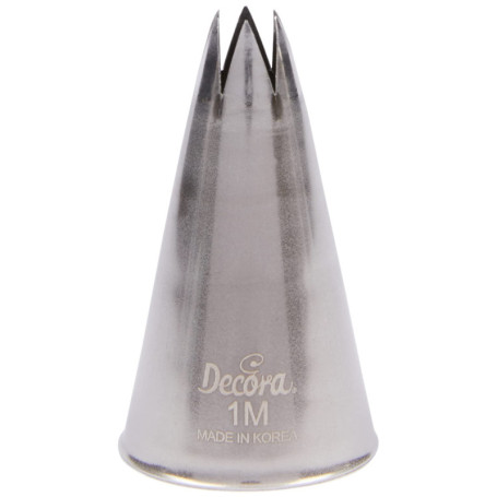 Douille étoile ouverte 1M en inox argenté pour décoration de gâteaux