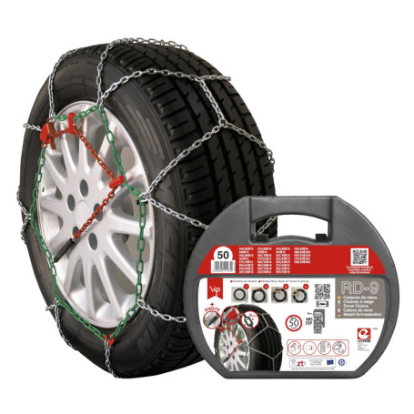 Chaînes à Neige Métalliques RD9 Taille 50 avec Gants Inclus