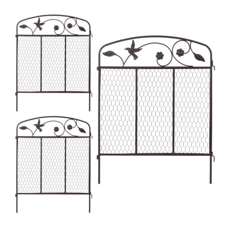 Bordure de Jardin Vintage Relaxdays - 3 Éléments en Métal Brun