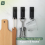 Zuvo Lot de 4 Crochets Muraux Auto-Adhésifs Noirs - Robustes et Imperméables