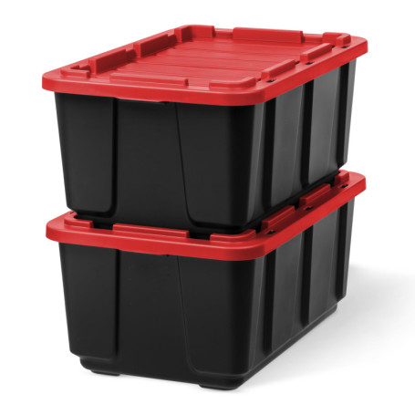 Caisse de Rangement Plastique Iris Ohyama 100L - Lot de 2, Noir, Empilable
