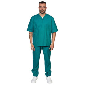 Uniforme Hospitalier Unisexe en Coton Vert avec Pantalon Col en V - Taille XL