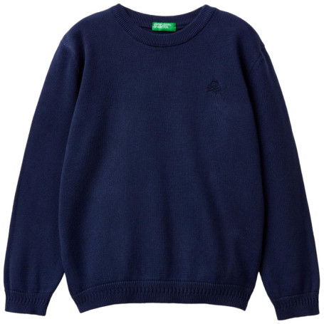 Pull Garçon Col Rond United Colors of Benetton en Coton Bleu