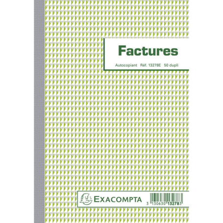 Lot de 5 Carnets Autocopiants Exacompta - Factures Numérotées 210x148 mm