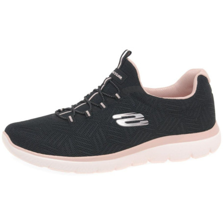 Baskets Skechers Summits Artistry Chic Femme - Maille Noire et Rose Clair
