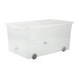 Boîte de Rangement Transparent Rotho 63L avec Couvercle et Roulettes