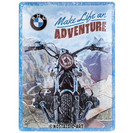 Plaque Rétro BMW - Make Life an Adventure en Métal 30x40 cm