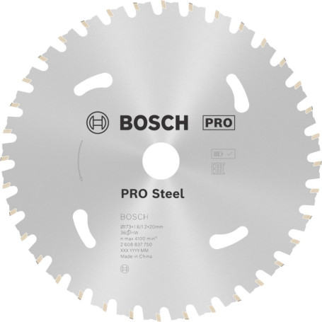 Lame de Scie Circulaire Bosch PRO Steel pour Acier - 173 mm, 36 Dents