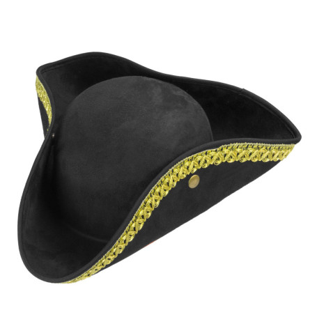 Chapeau Tricorne Noir en Daim pour Costume de Pirate