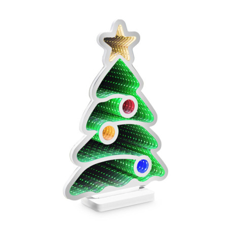 Miroir Infini LED Sapin de Noël Idena - Lampe Décorative 3D avec 80 LED