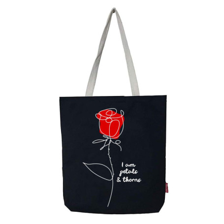 Sac tote bag en toile noir avec fermeture éclair et poche intérieure - Hello-Bags