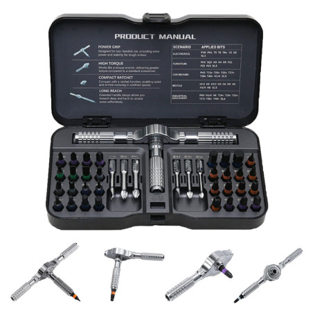 Jeu de tournevis à cliquet 40 en 1 avec embouts magnétiques