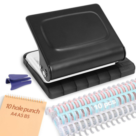 Relieuse à 10 Trous avec Anneaux Multicolores - Pratique et Compact