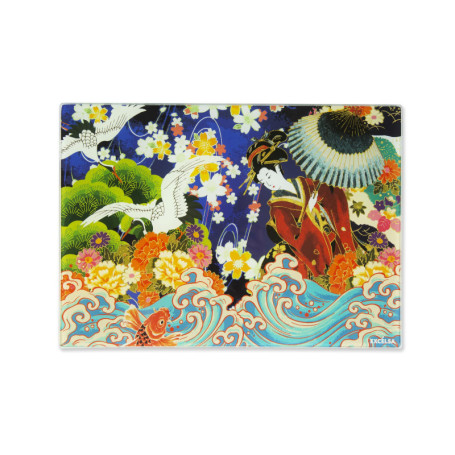 Planche à Découper en Verre Kimono Excelsa - Style Oriental Multicolore 25x35 cm