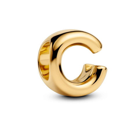 Charm Mini Lettre C en Argent Sterling et Or 14 Carats - PANDORA