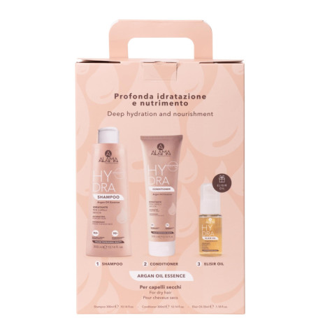 Coffret Beauté Capillaire Hydratant A ALAMA - Shampooing, Après-Shampoing et Huile d'Argan