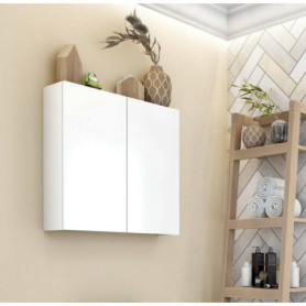 Armoire Murale Suspendue Dmora Connell - Blanc Brillant, Multifonctionnelle 60x16 cm