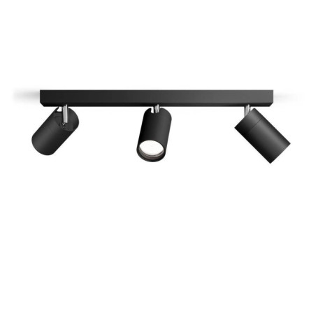 Spot de plafond Philips Idris à 3 têtes - Lampe noire résistante à l'eau