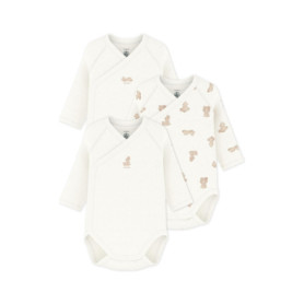Lot de 3 bodies croisés manches longues en coton pour bébé - Petit Bateau