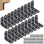 Équerres de Fixation en Acier Inoxydable Noir - 20 Pièces 40x40mm