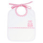 Bavoir Doux Rose avec Broderie Ourson et Poche Aïda