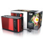 Grille-Pain Arendo 4 Tranches avec Écran Digital - Toaster Rouge Carmin 1500W