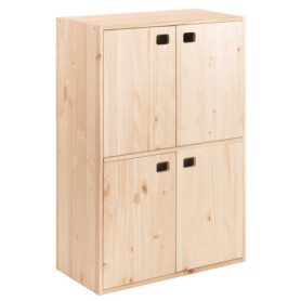 Armoire de Rangement en Bois de Pin avec 4 Portes et Étagères Réglables - Astigarraga Kit Line