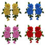 Lot de 4 Patchs en Dentelle Florale 3D Rouge pour Couture et Loisirs Créatifs
