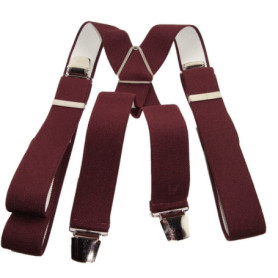Bretelles Homme Bordeaux 150 cm - Élégance et Confort avec 4 Pinces