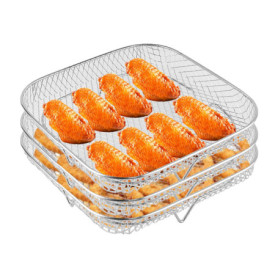 Support de Friteuse à Air Kikuo en Acier Inoxydable 304 - 3 Niveaux Empilables